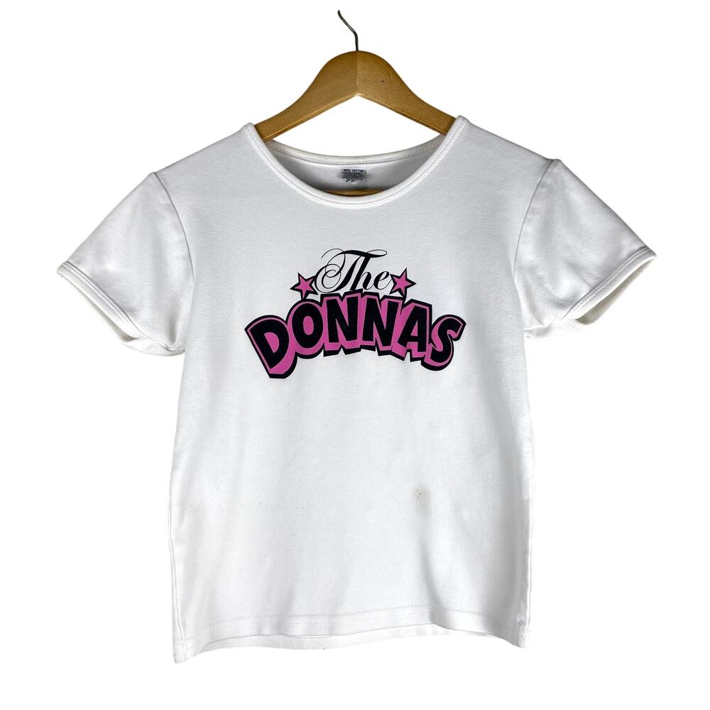 Vtg y2k-90s The Donna's white women's cropped baby tee punk rock grunge sz m
